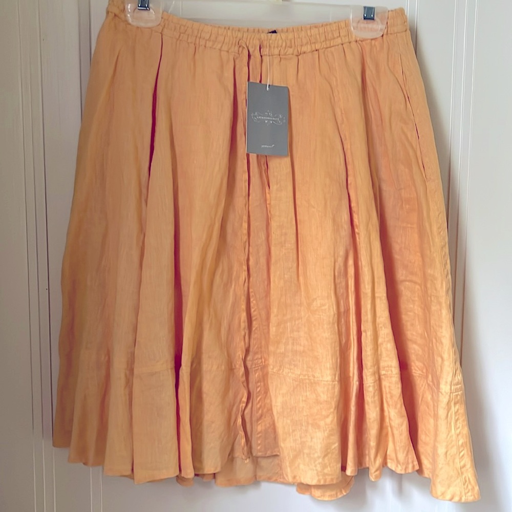Anthropologie fei Linen Skirt Circle Skirt Sz 0 2 4 Orange NWT